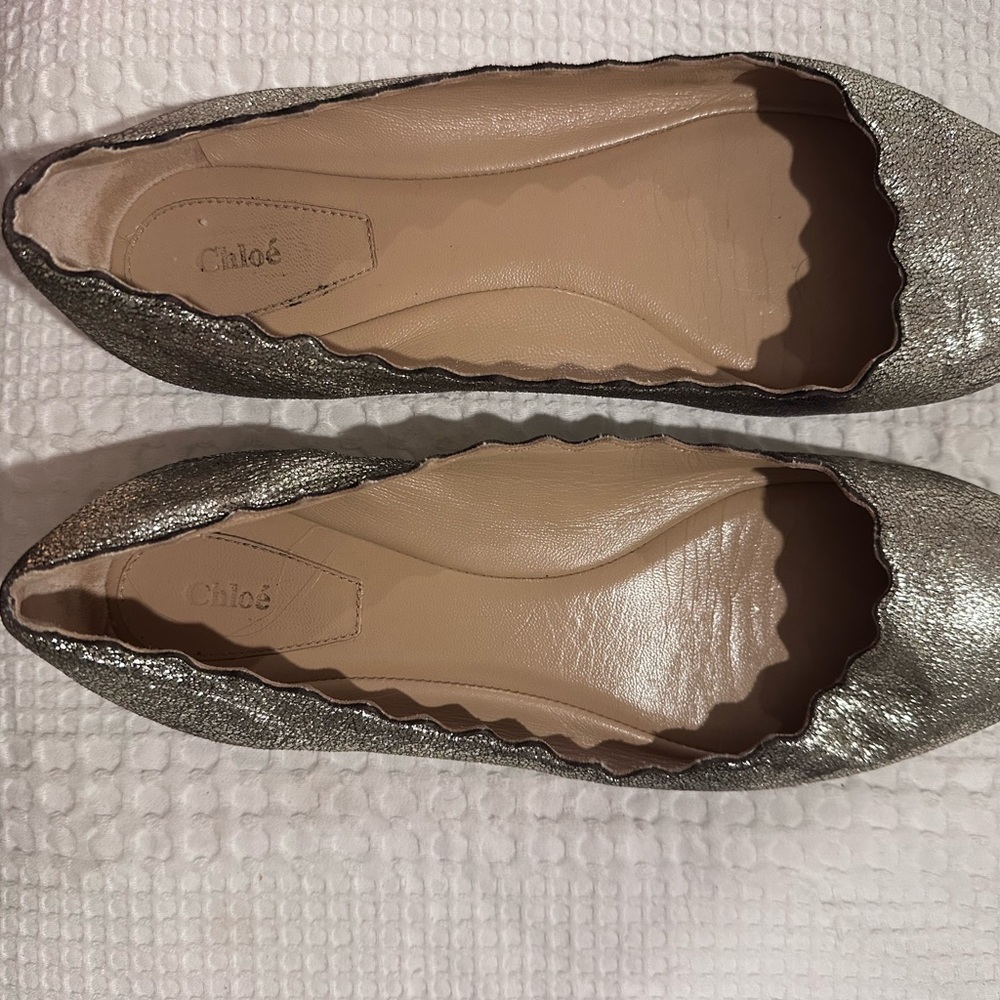 Chloe Metallic Women's Lauren Leather Flats